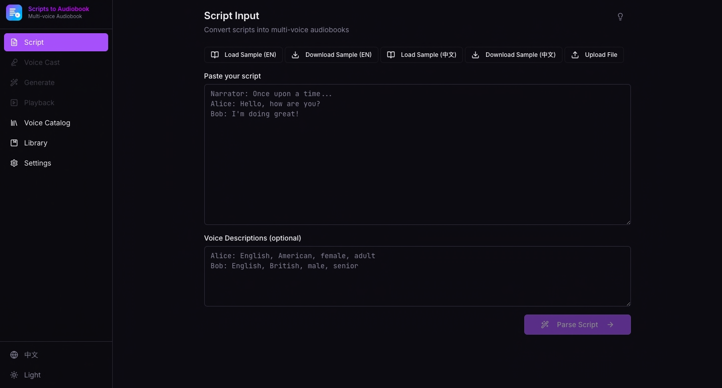 Scripts to Audiobook